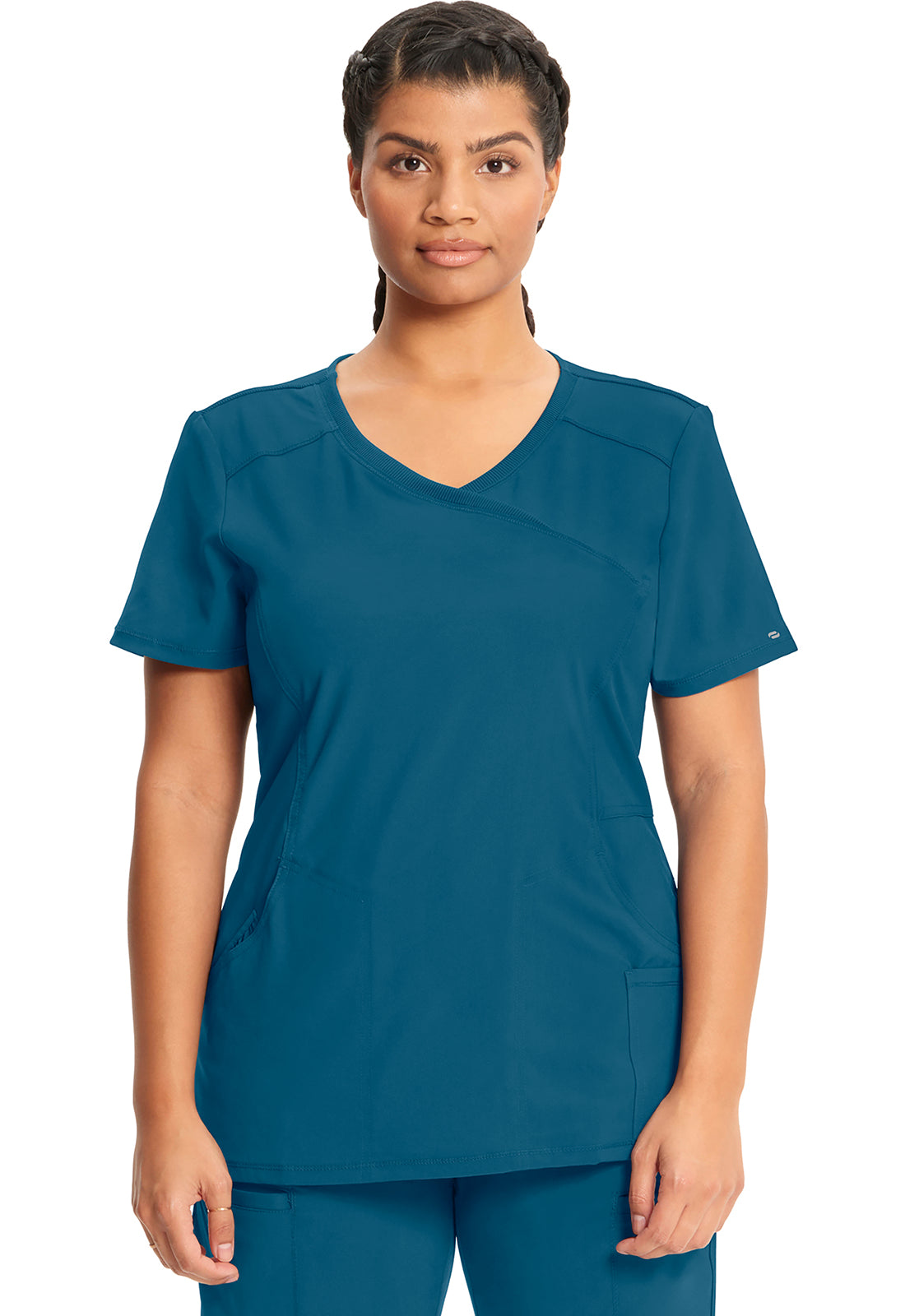 ふく　ドゥロワー ミラノリブスクラブクルーネック　ブルー　カシミヤ Cherokee Women Top | AntiMicrobial Scrub Tops | Personalized