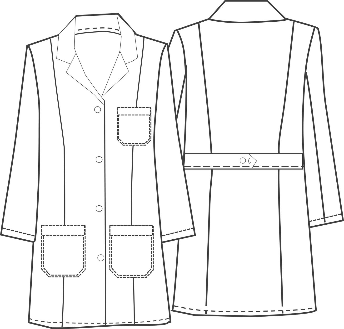 Fashion Seal Ladies 39" KNOT Button Cotton Lab Coat 3301