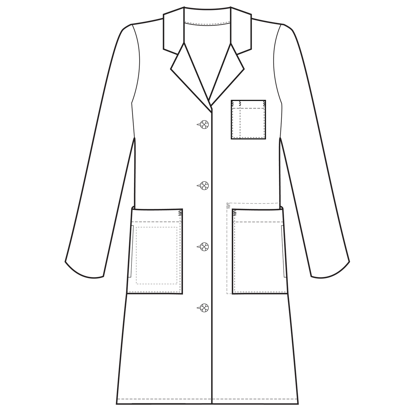 Meta Ladies 38" Cotton Knot Button iPad Coat 763