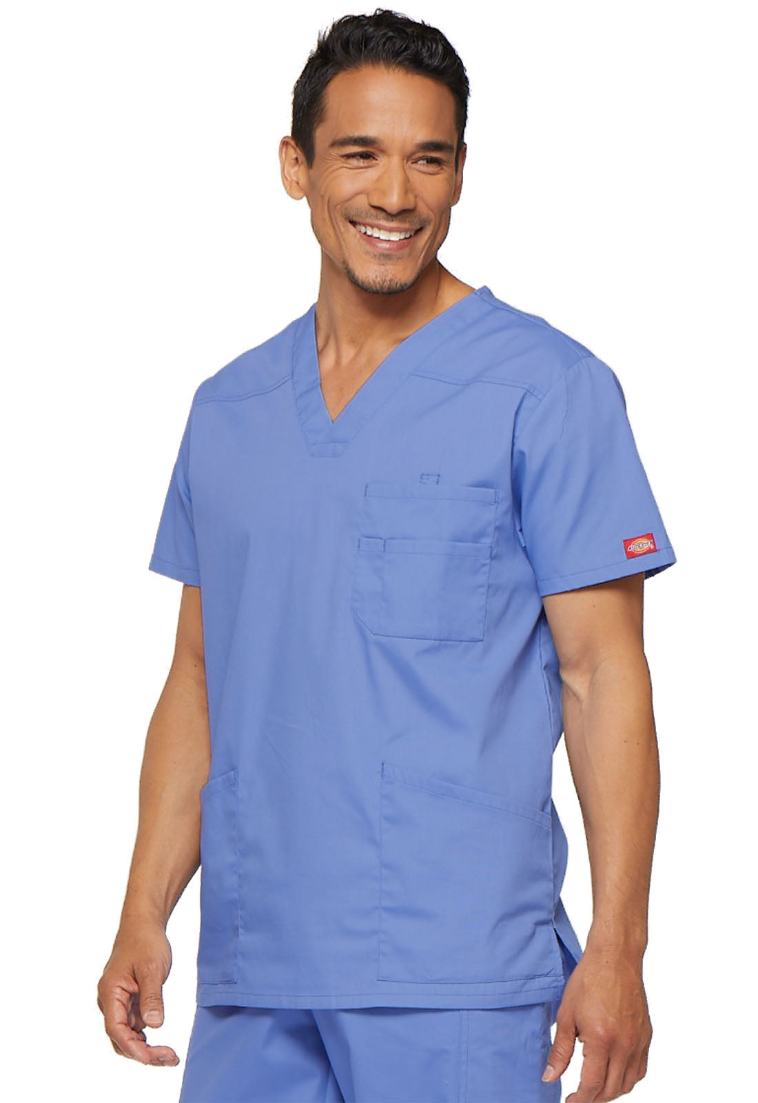 DDSEWHAPPYSCRUBS Solid Black Scrub Top with Cincinnati Reds Baseball Fabric on *Neck Band & Pocket options* Medical Scrub Top Unisex Style Shirt for Men & Women S / 2