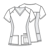 Cherokee Women's V Neck Knit Panel Scrub Top CK605