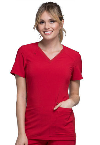 Cherokee Women's V Neck Knit Panel Scrub Top CK605