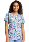 Cherokee Women's V Neck Print Scrub Top CK651