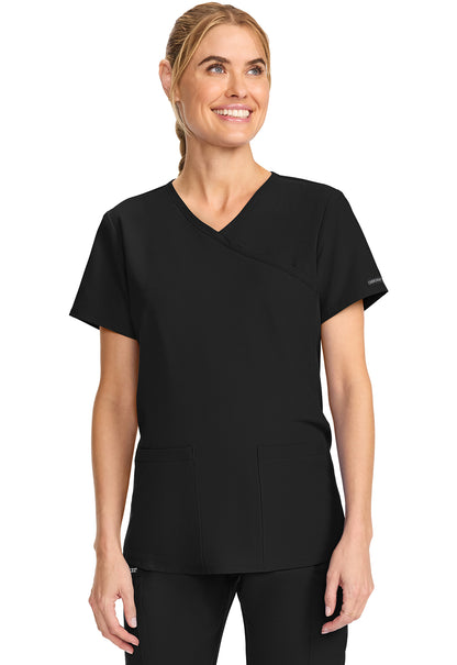 Cherokee Maternity Mock Wrap Scrub Top CK701A