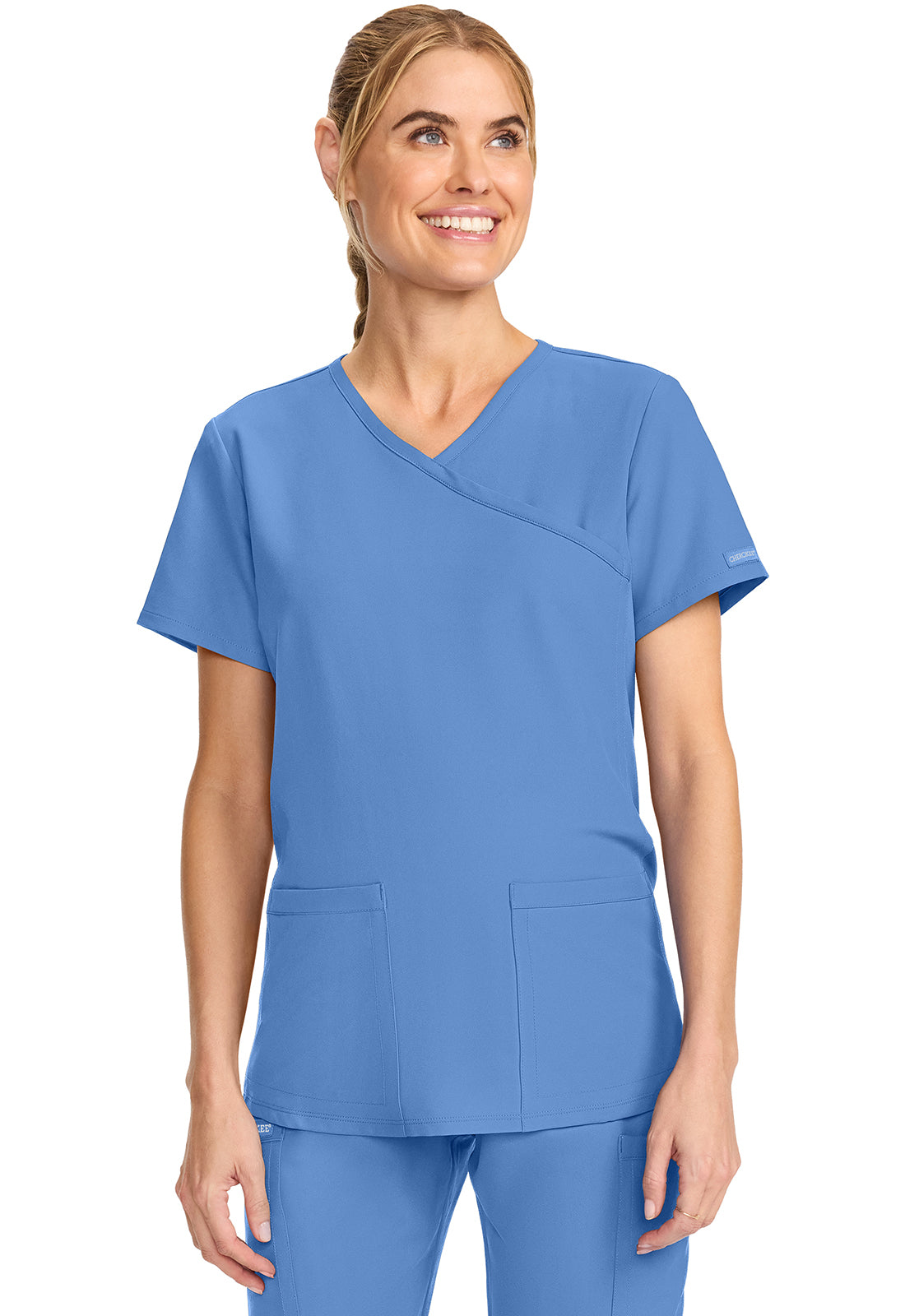 Cherokee Maternity Mock Wrap Scrub Top CK701A