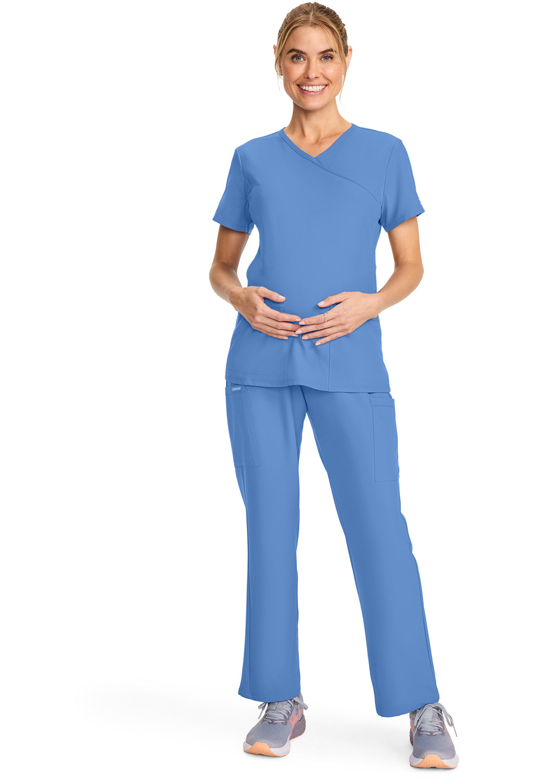 Cherokee Maternity Mock Wrap Scrub Top CK701A