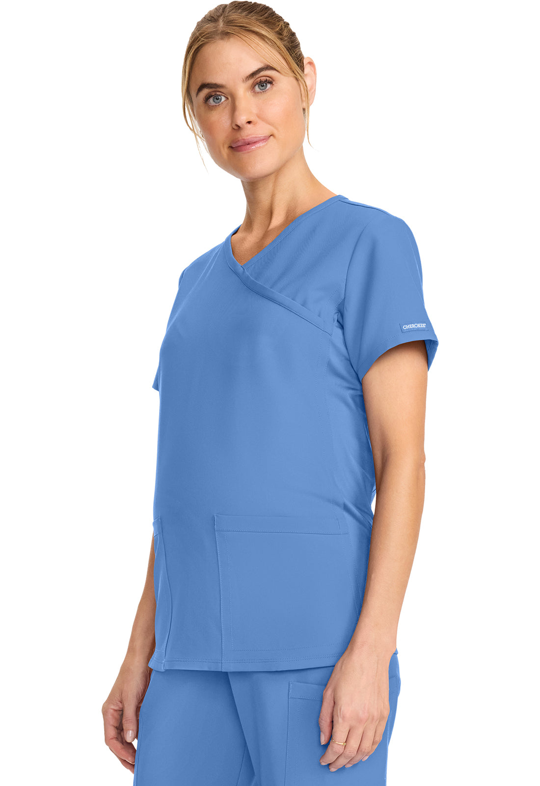 Cherokee Maternity Mock Wrap Scrub Top CK701A