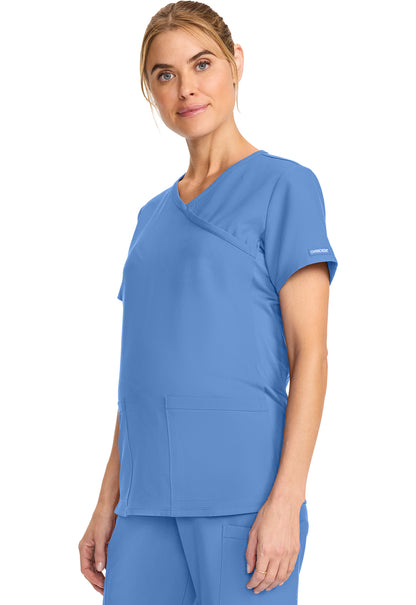 Cherokee Maternity Mock Wrap Scrub Top CK701A