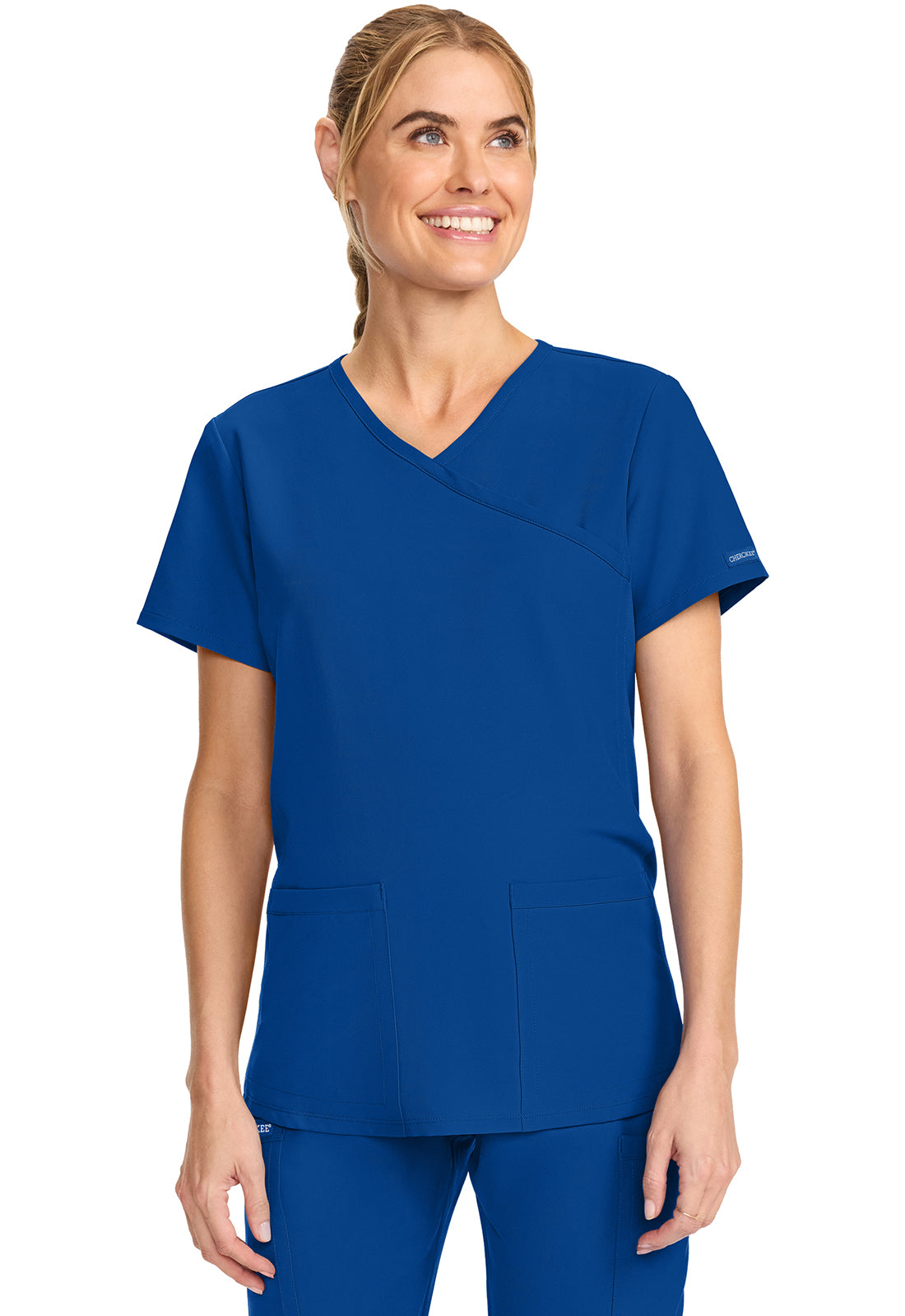 Cherokee Maternity Mock Wrap Scrub Top CK701A