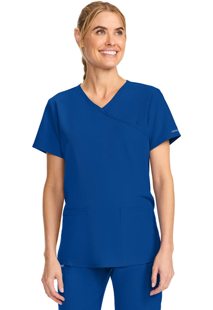 Cherokee Maternity Mock Wrap Scrub Top CK701A