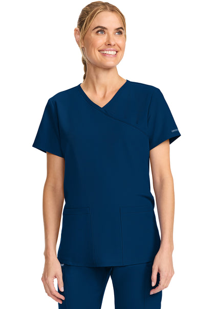 Cherokee Maternity Mock Wrap Scrub Top CK701A