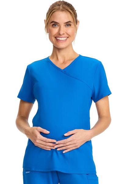 Cherokee Maternity Mock Wrap Scrub Top CK701A