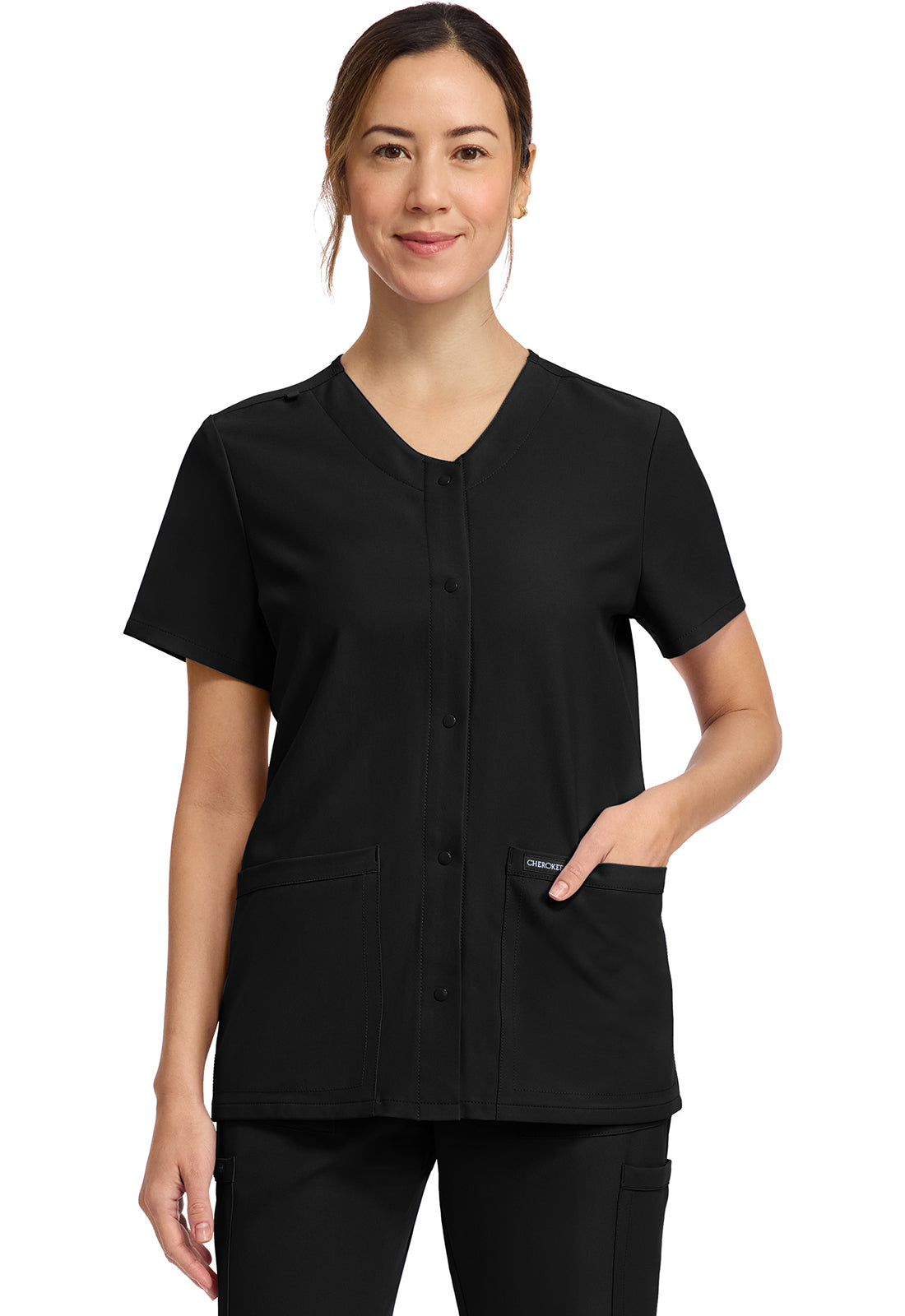 Cherokee Ulltra Women's 2 Pocket SNAP Front Scrub Top CK844A