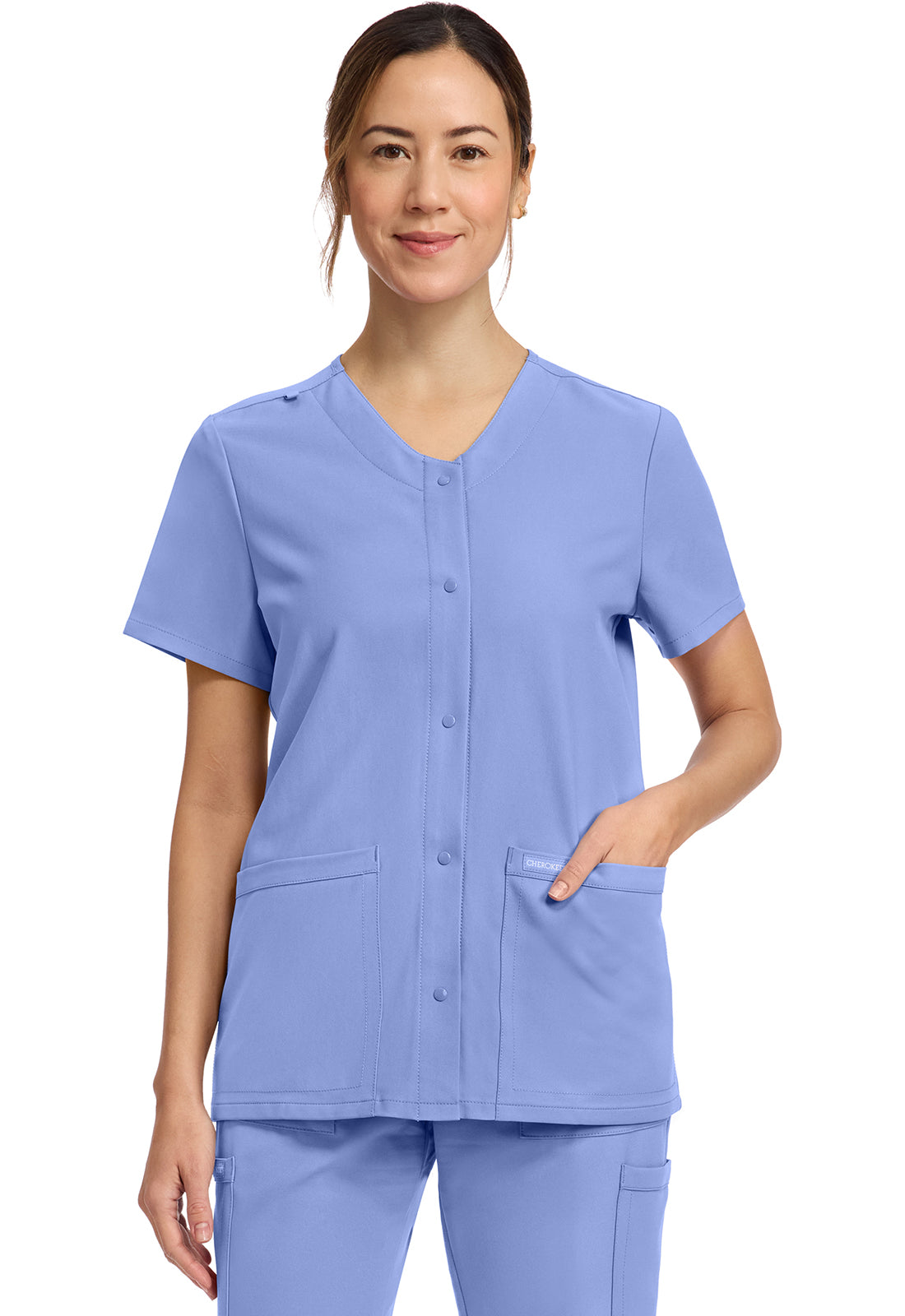 Cherokee Ulltra Women's 2 Pocket SNAP Front Scrub Top CK844A
