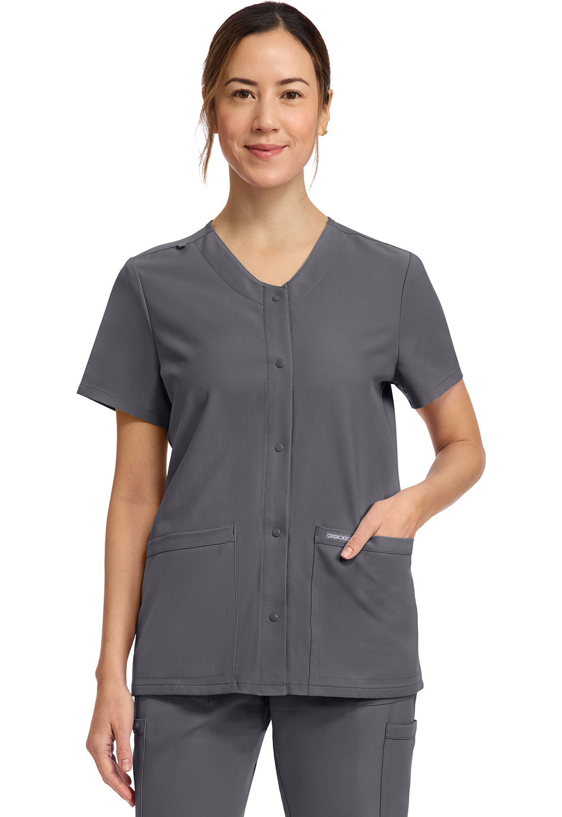 Cherokee Ulltra Women's 2 Pocket SNAP Front Scrub Top CK844A
