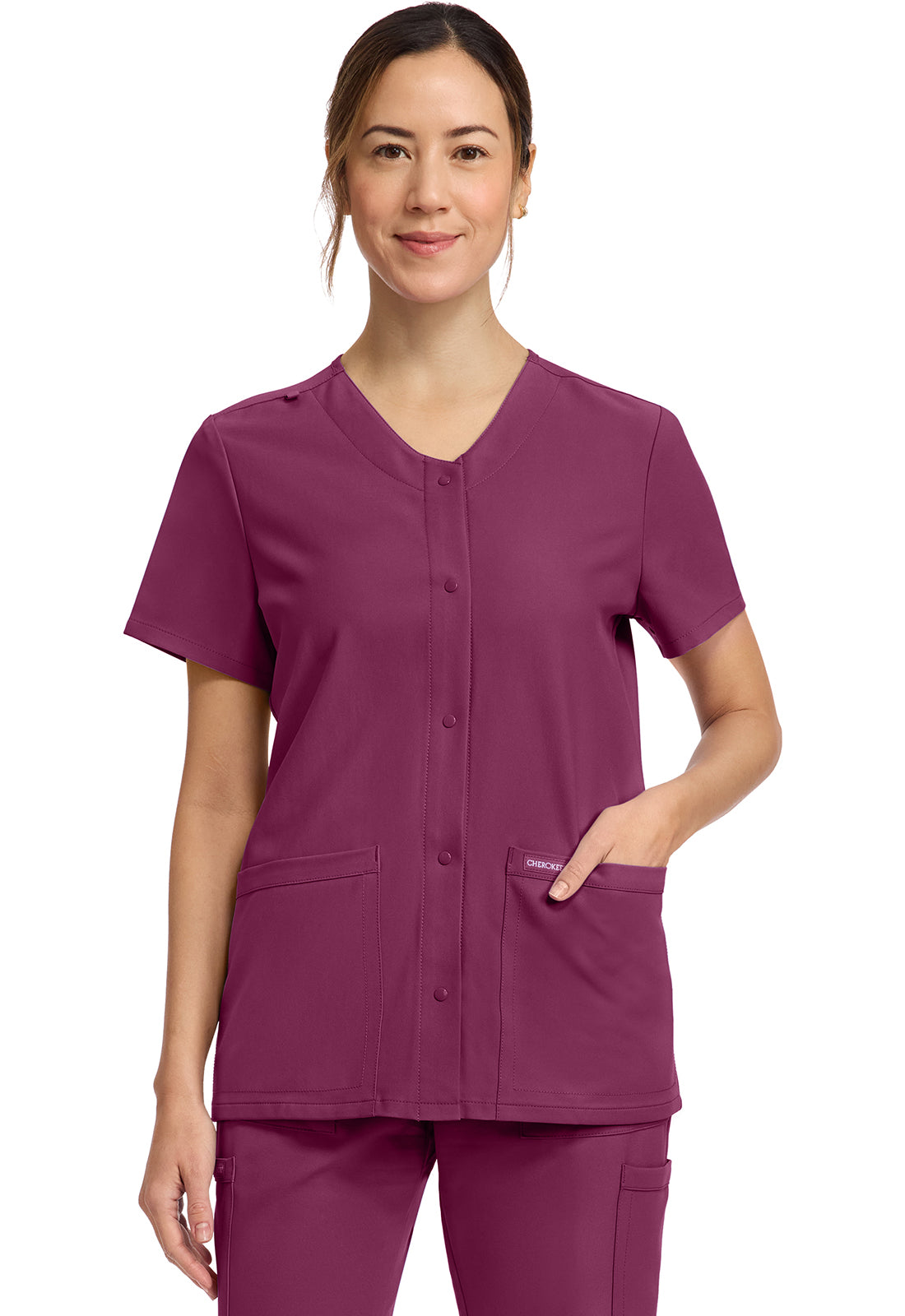 Cherokee Ulltra Women's 2 Pocket SNAP Front Scrub Top CK844A