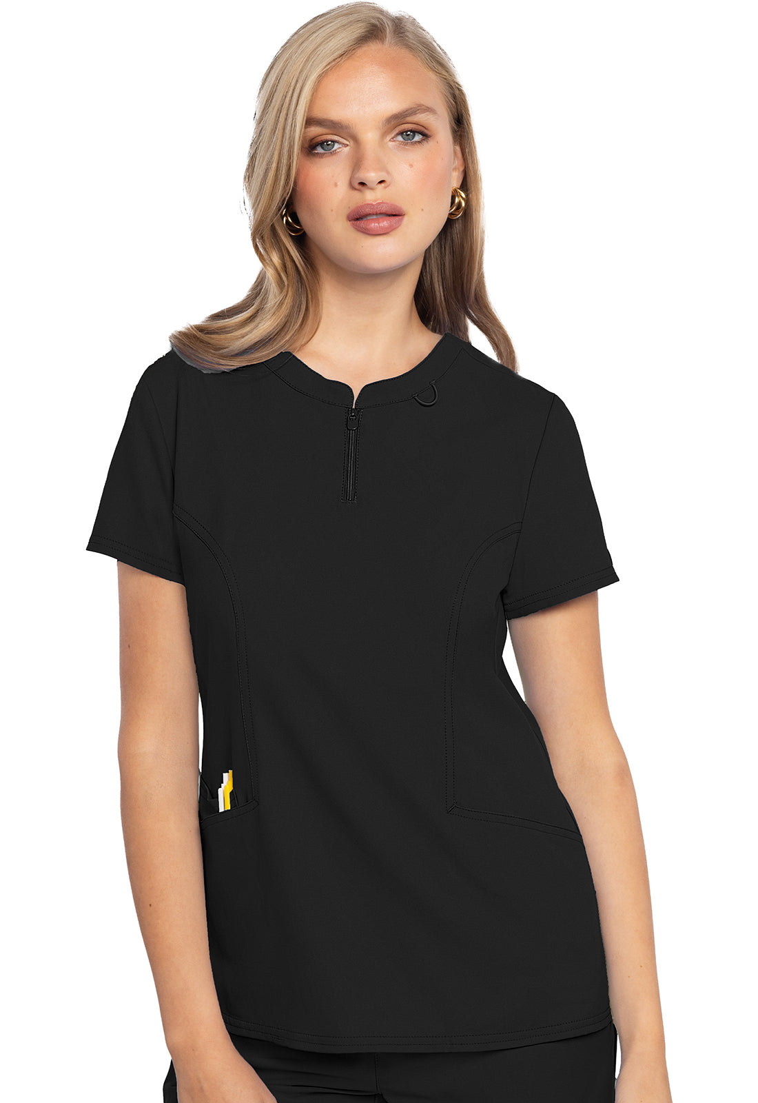 MedCouture Insight Zip Front Henley Scrub Top MC609