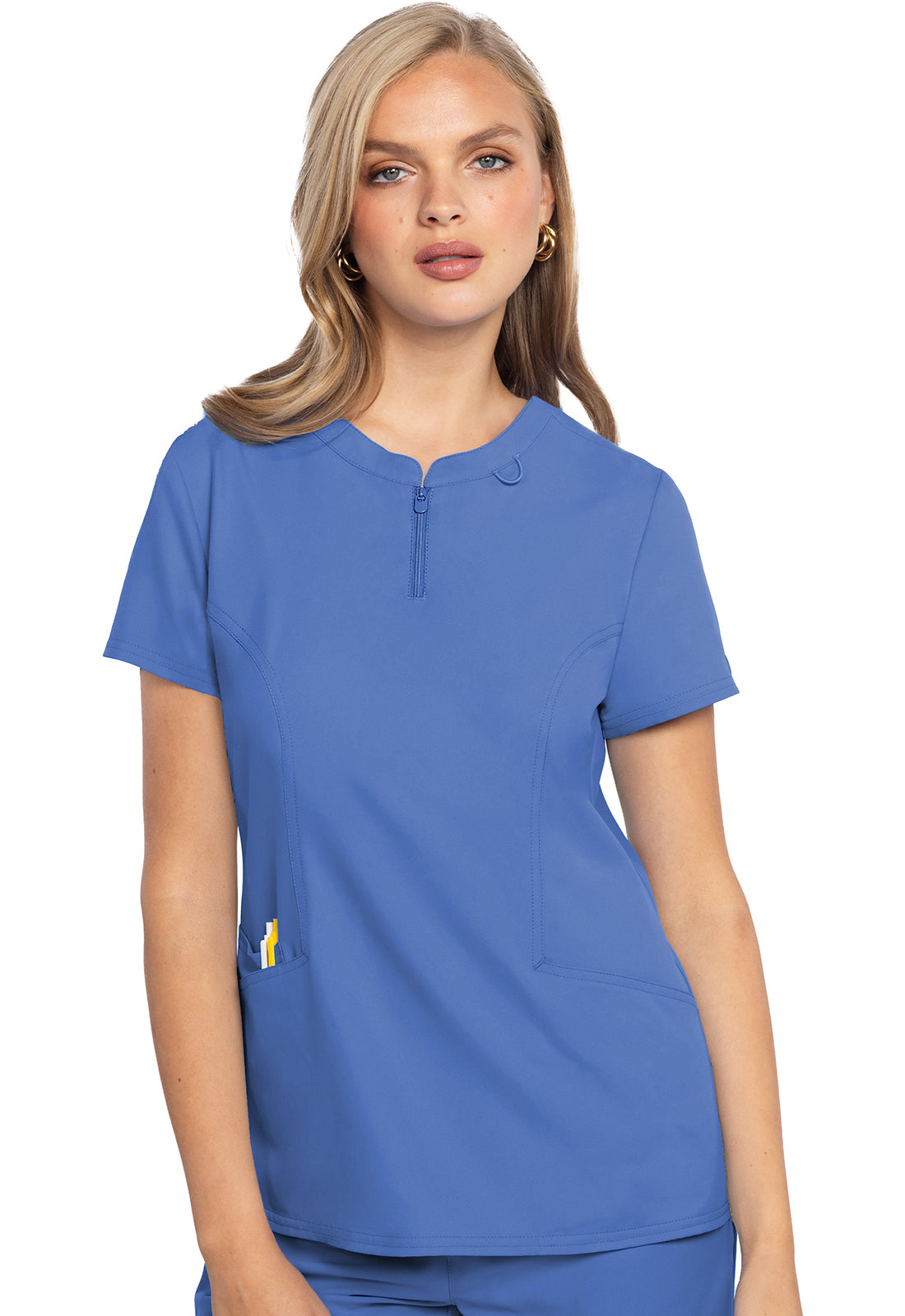 MedCouture Insight Zip Front Henley Scrub Top MC609