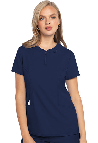 MedCouture Insight Zip Front Henley Scrub Top MC609