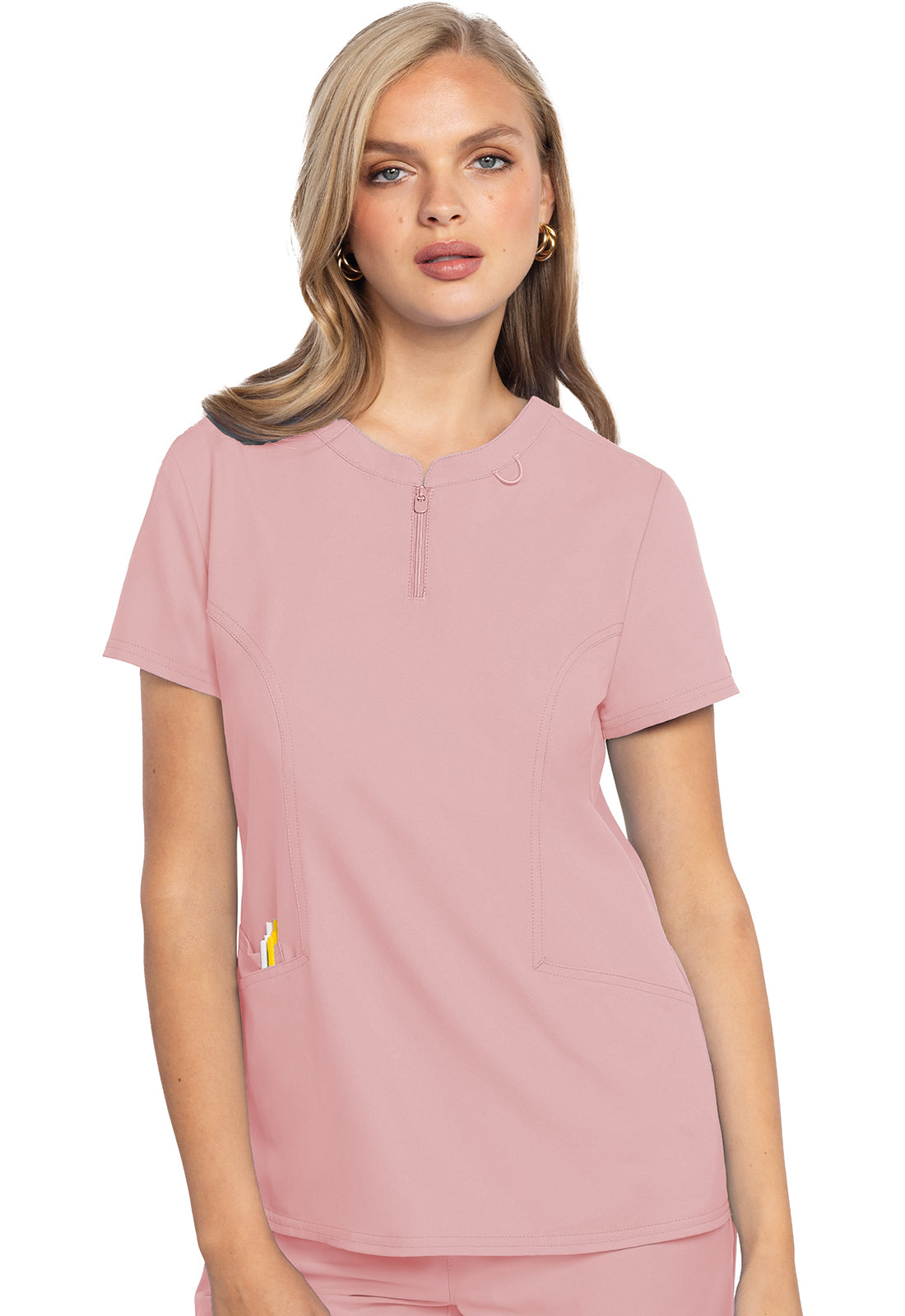 MedCouture Insight Zip Front Henley Scrub Top MC609