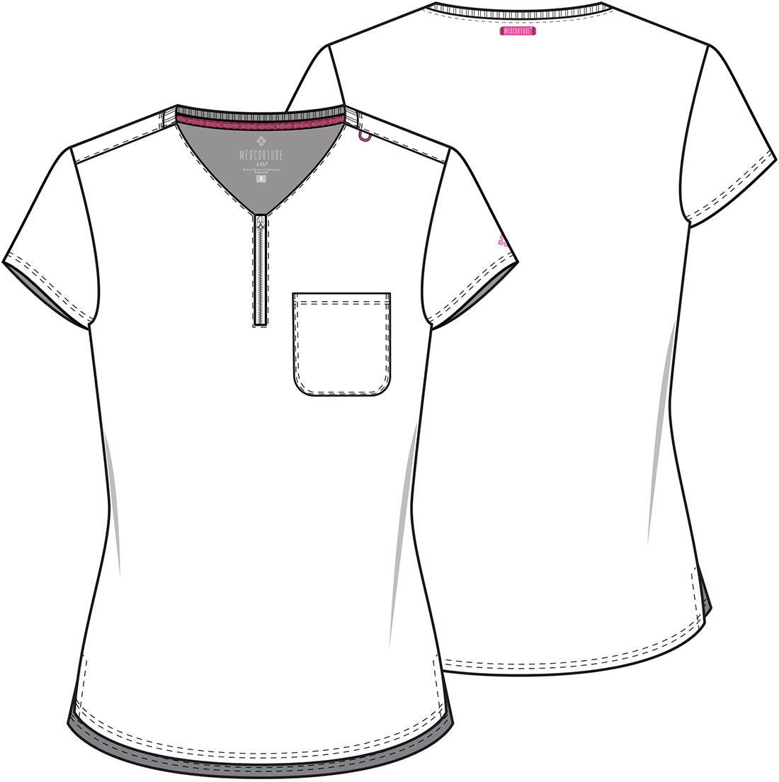MedCouture MC Amp 1/4 Zip Scrub Top MC705