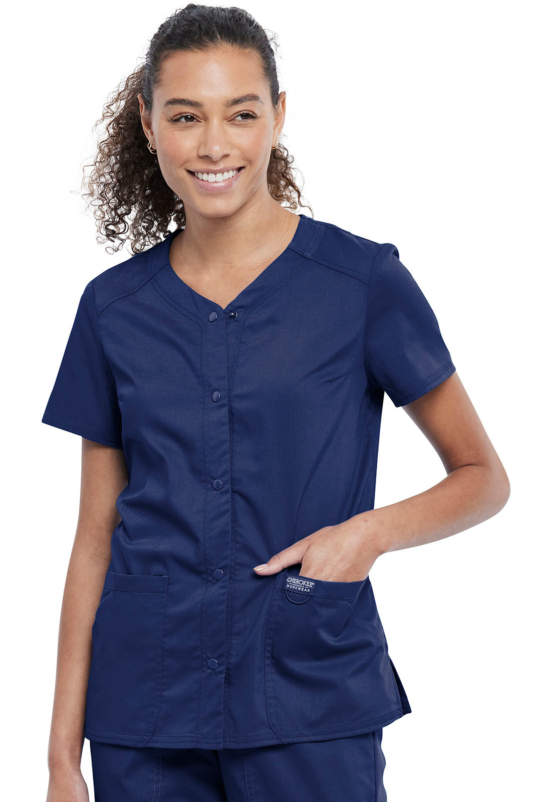 Cherokee Revolution Women's Snap Front Scrub Top WW622