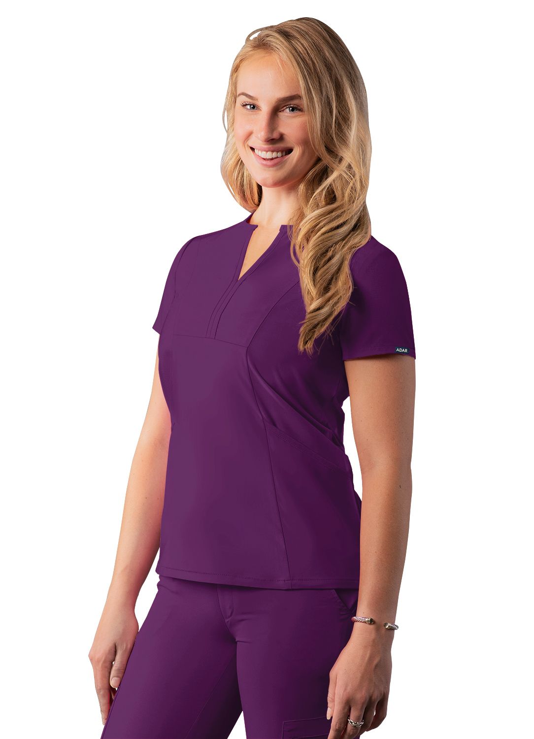 Adar Women's Addition Notched V-Neck Scrub Top A6002