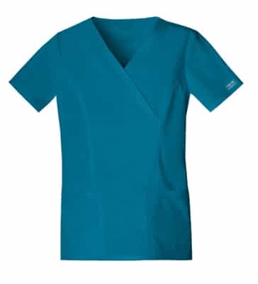 Cherokee Workwear Women's Mock Wrap Princess Scrub Top 4728