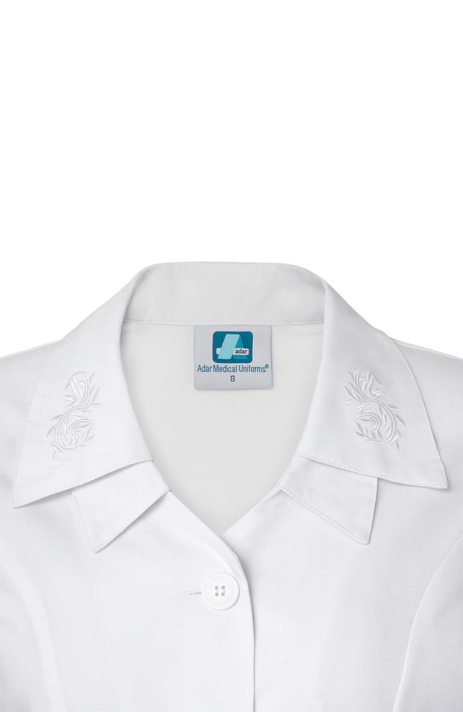 Adar Women's Double Embroidered Collar Scrub Dress 2801