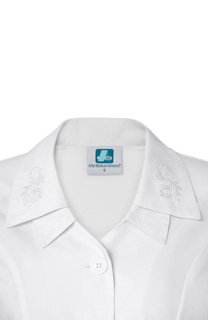 Adar Women's Double Embroidered Collar Scrub Dress 2801