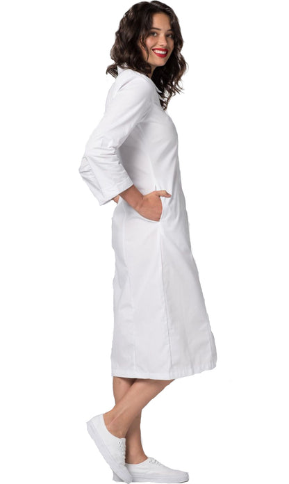 Adar Women's Double Embroidered Collar Scrub Dress 2801