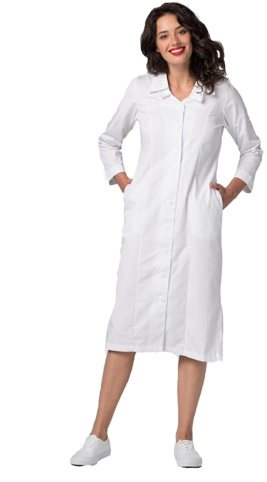 Adar Women's Double Embroidered Collar Scrub Dress 2801