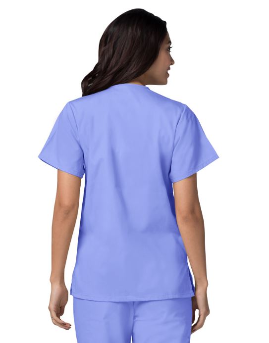 Adar Women's Double Pocket Snap Front Scrub Top 604