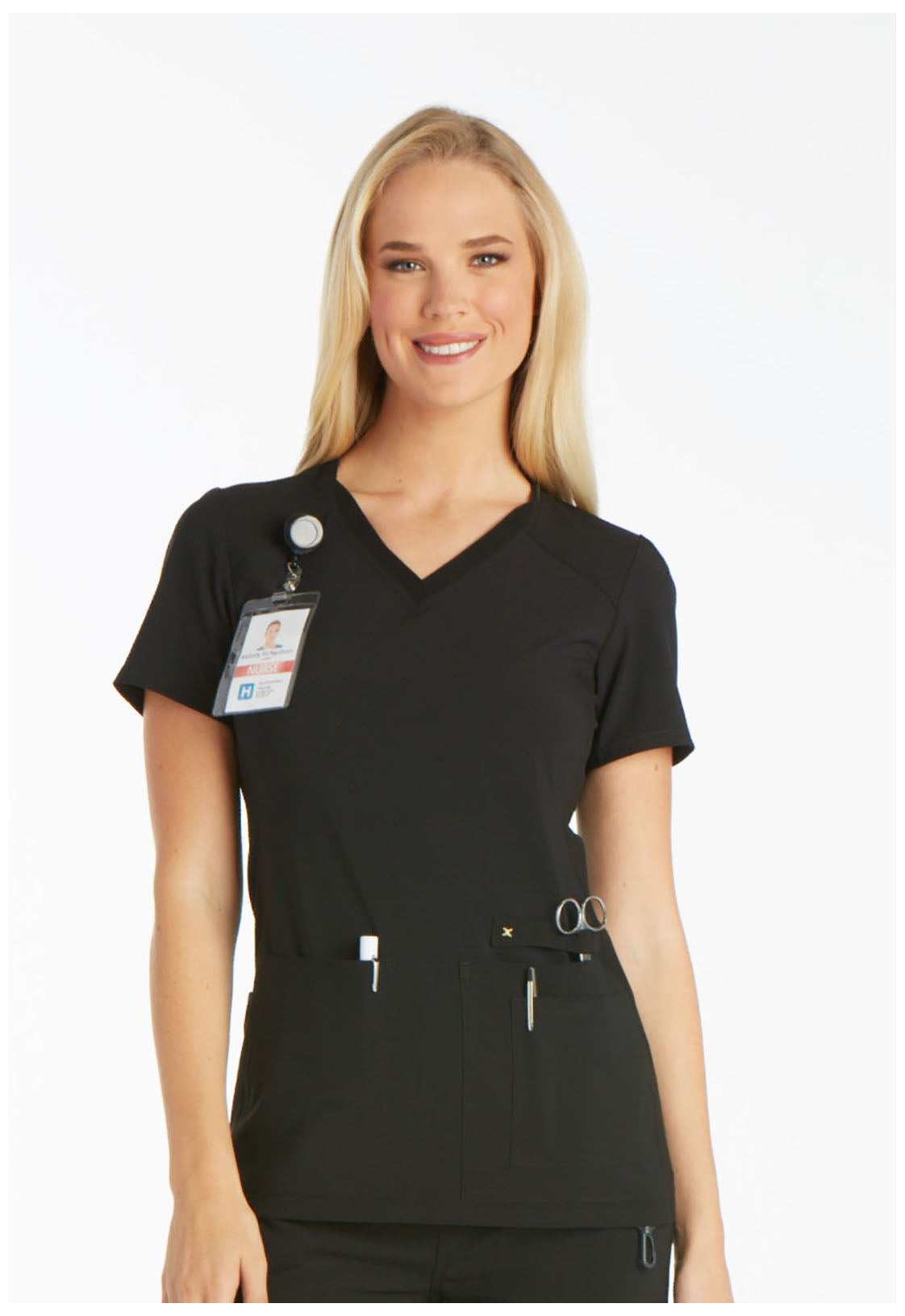 Cherokee Women's V Neck Knit Panel Scrub Top CK605