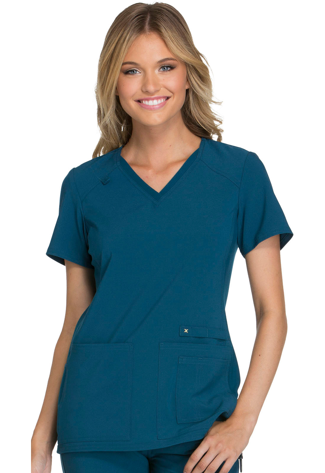 Cherokee Women's V Neck Knit Panel Scrub Top CK605