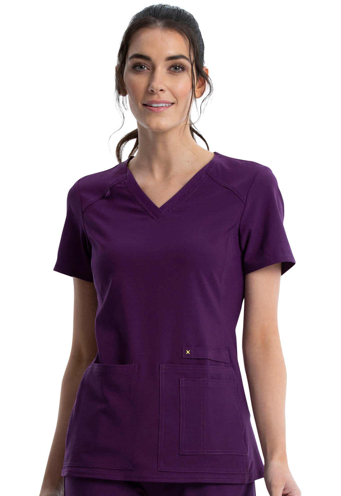 Cherokee Women's V Neck Knit Panel Scrub Top CK605