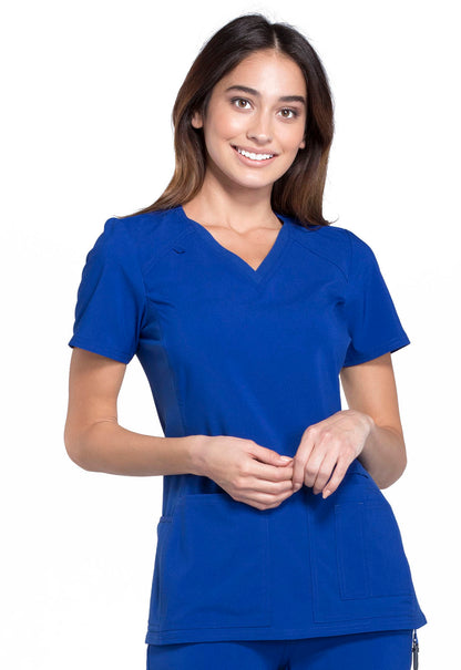 Cherokee Women's V Neck Knit Panel Scrub Top CK605