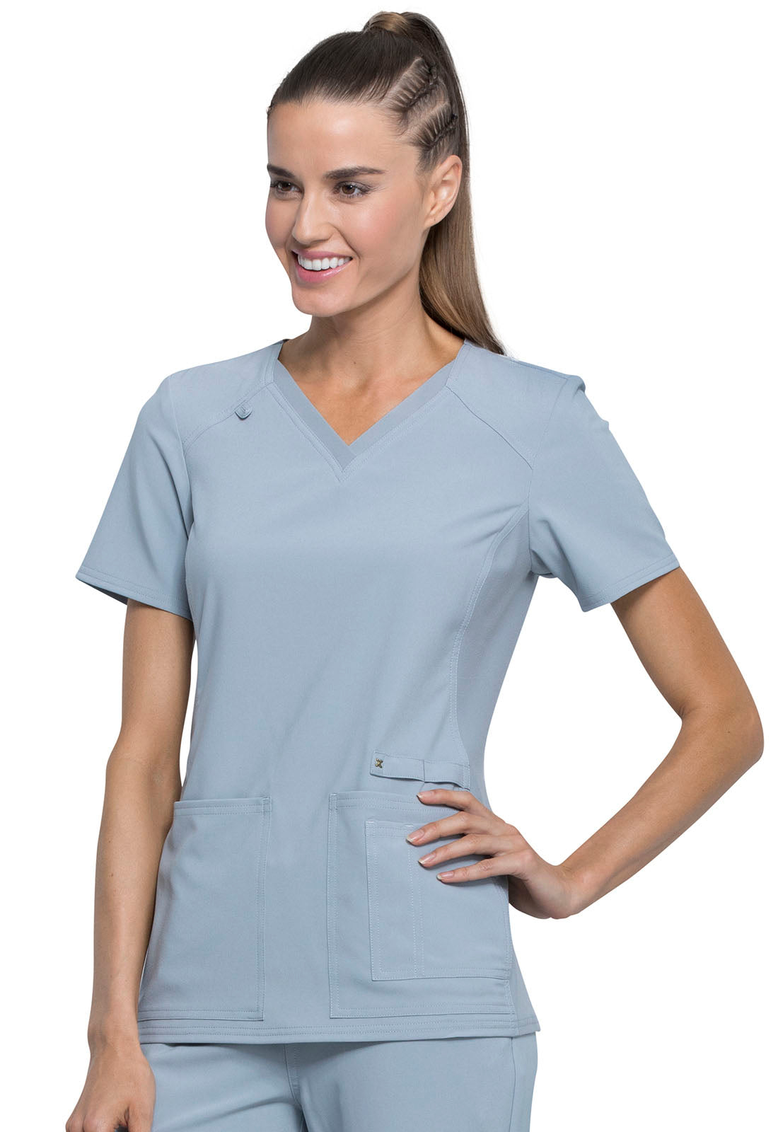 Cherokee Women's V Neck Knit Panel Scrub Top CK605