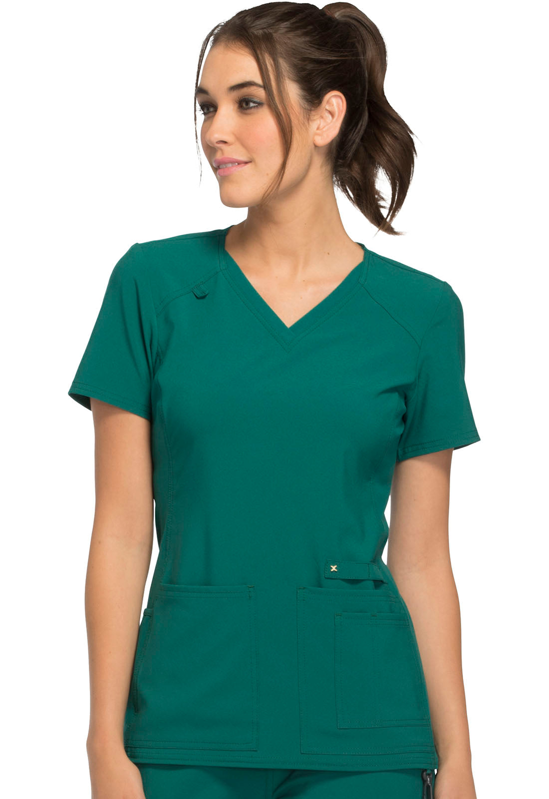 Cherokee Women's V Neck Knit Panel Scrub Top CK605