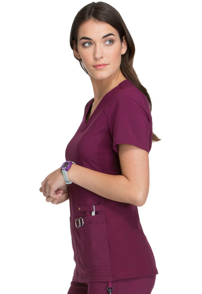 Cherokee Women's V Neck Knit Panel Scrub Top CK605