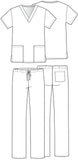Cherokee Unisex Scrub Set 2 Pocket Top Drawstring Pant VT509C