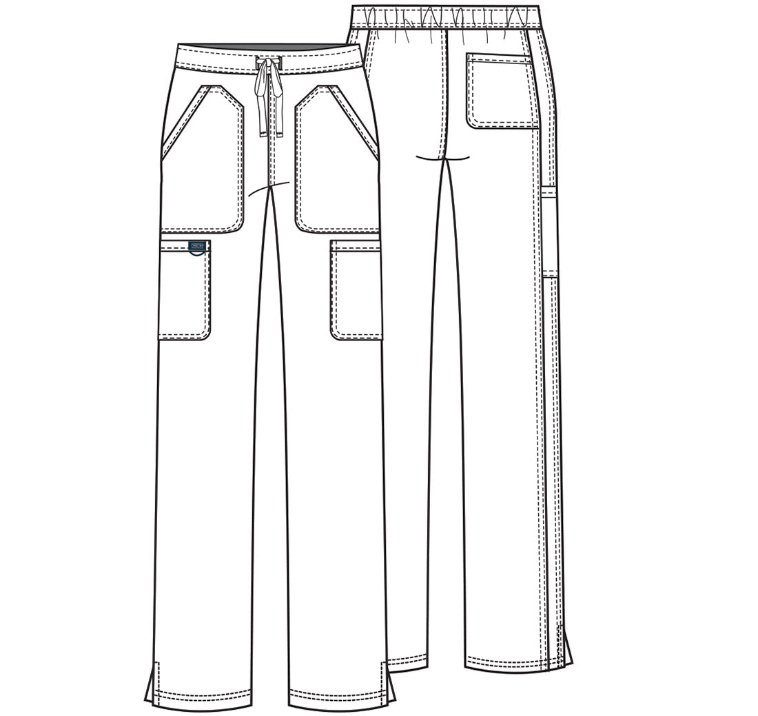 Cherokee Workwear Women's Mid-Rise Cargo Drawstring Pants WW120