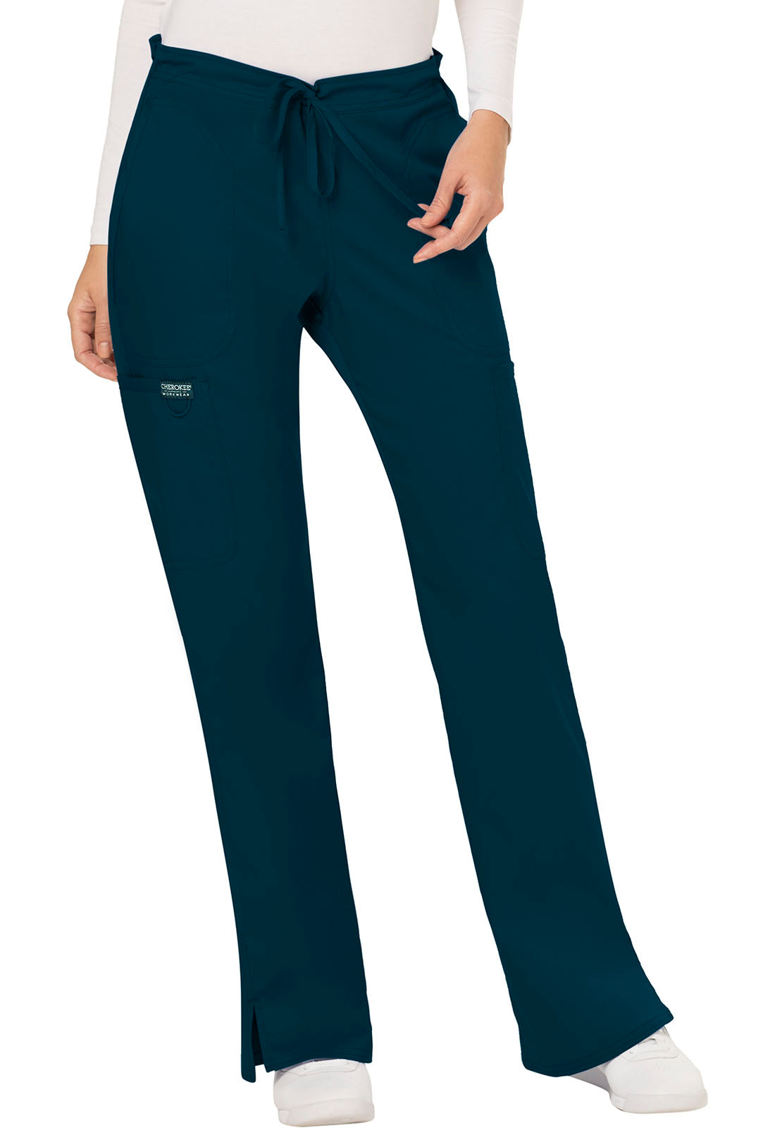 Cherokee Workwear Women's Mid-Rise Cargo Drawstring Pants WW120