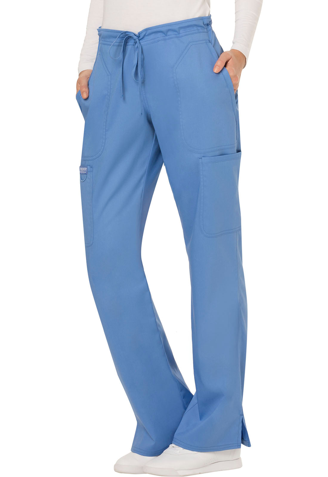 Cherokee Workwear Women's Mid-Rise Cargo Drawstring Pants WW120