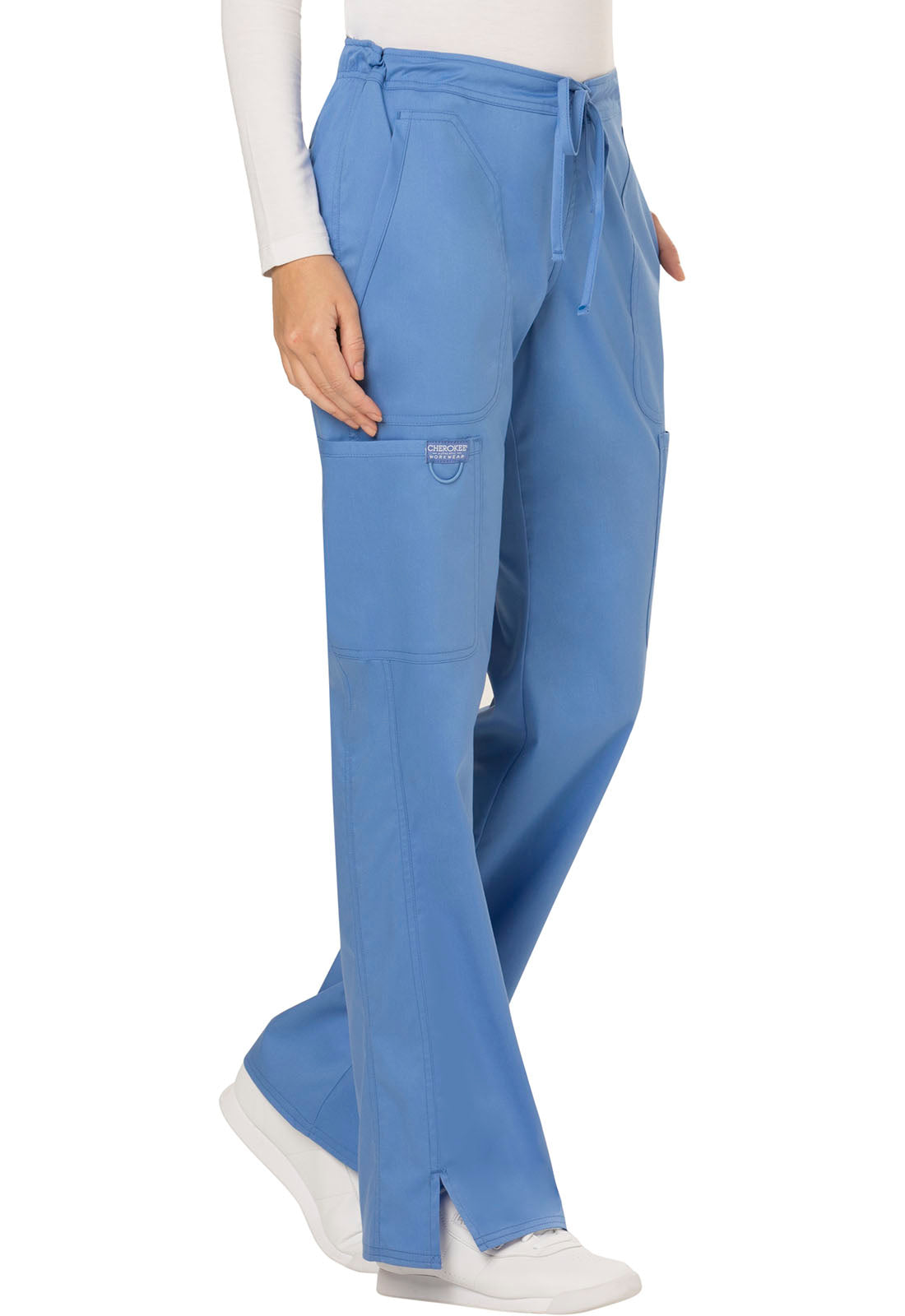 Cherokee Workwear Women's Mid-Rise Cargo Drawstring Pants WW120
