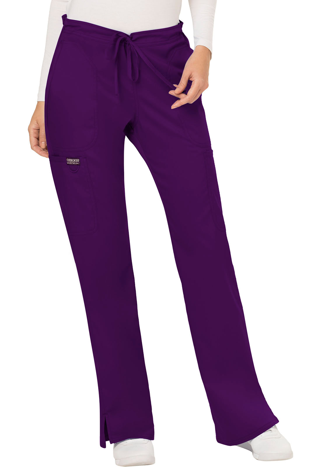 Cherokee Workwear Women's Mid-Rise Cargo Drawstring Pants WW120