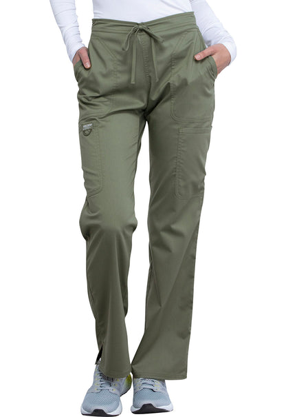 Cherokee Workwear Women's Mid-Rise Cargo Drawstring Pants WW120