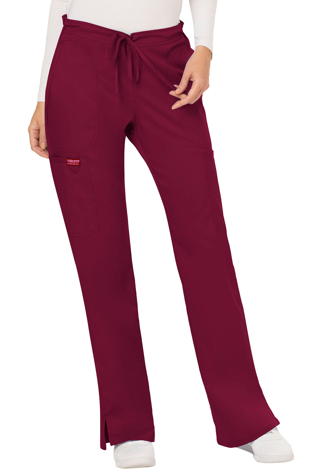 Cherokee Workwear Women's Mid-Rise Cargo Drawstring Pants WW120