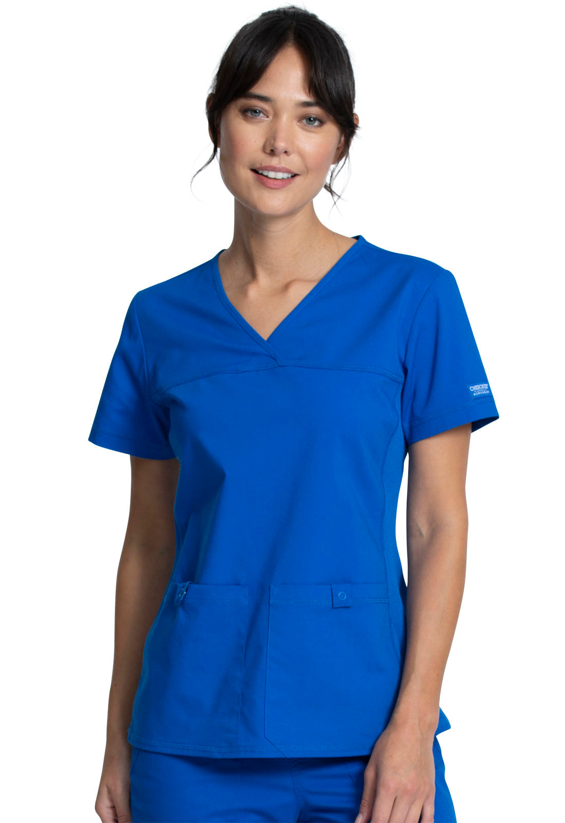Cherokee Women's V-Neck Knit Panel Scrub Top WW2968