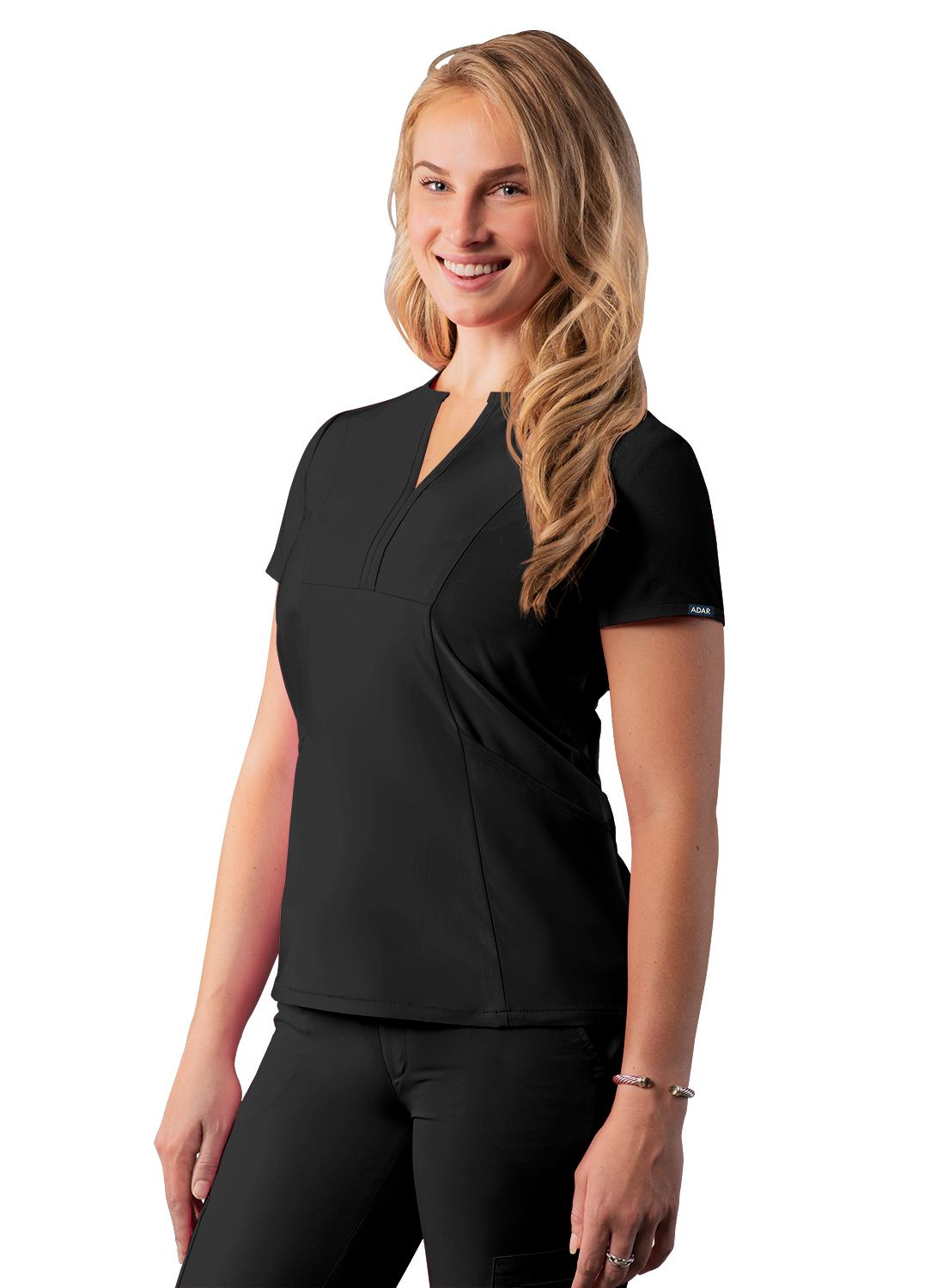 Adar Women's Addition Notched V-Neck Scrub Top A6002